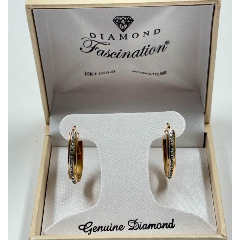 10k Gold and diamond hoop Earrings